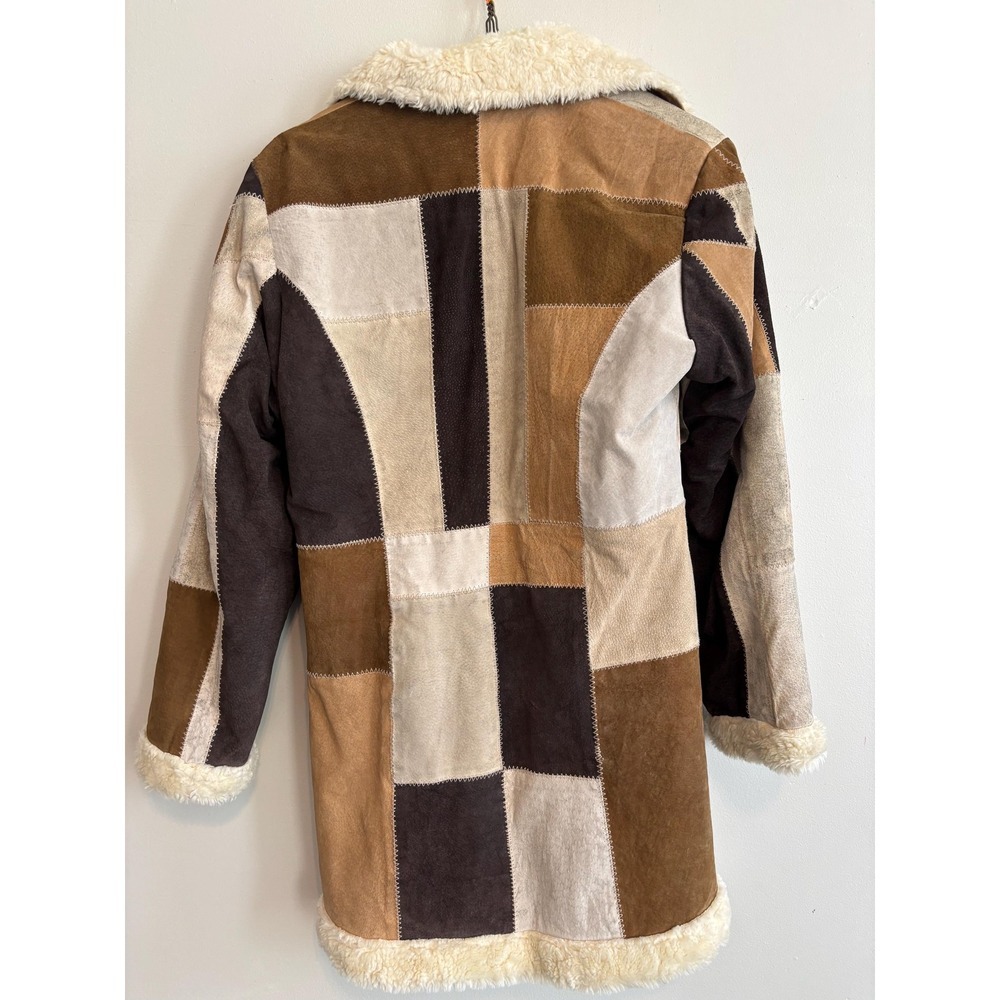 Y2K Tan Brown Suede Patchwork Jacket Leather Indi… - image 10